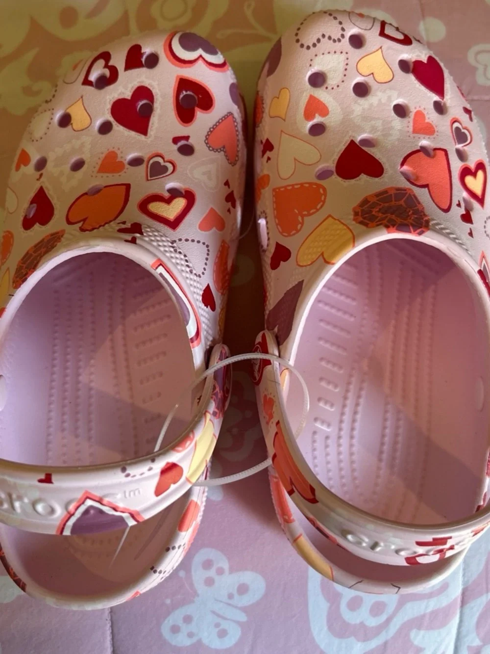Kids Heart-Print Pink Crocs